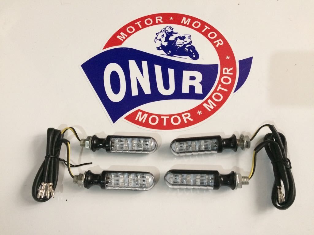 MOTOSİKLET LED DEKORATİF LEDLİ SİYAH SİNYAL 2'Lİ TAKIM SARI IŞIK