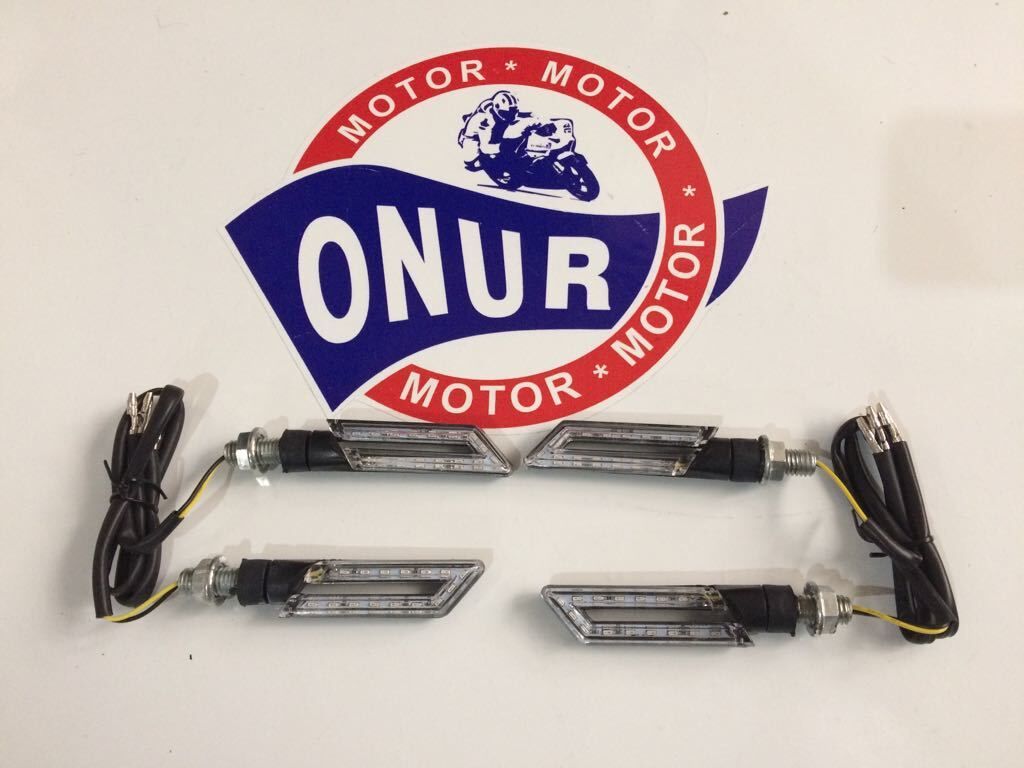 MOTOSİKLET LED DEKORATİF LEDLİ SİYAH SİNYAL 2'Lİ TAKIM SARI IŞIK
