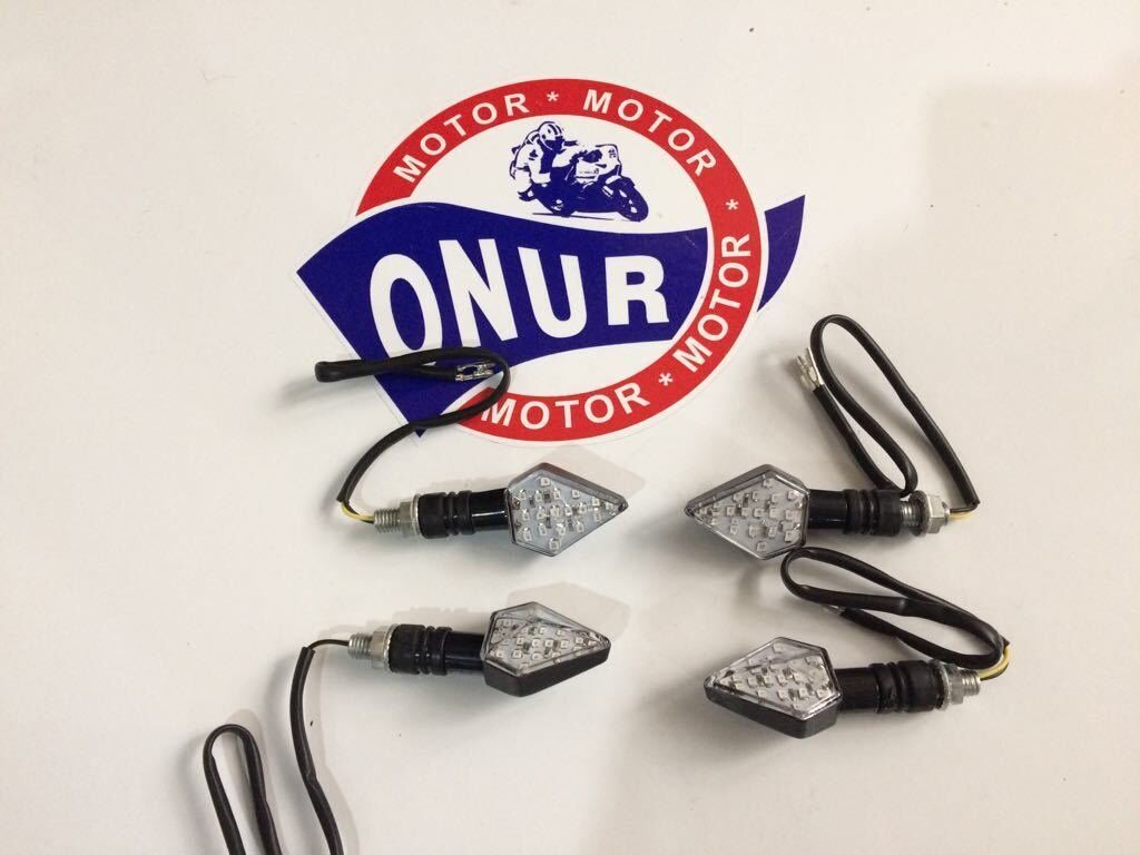 MOTOSİKLET LED DEKORATİF LEDLİ SİYAH SİNYAL 2'Lİ TAKIM SARI IŞIK