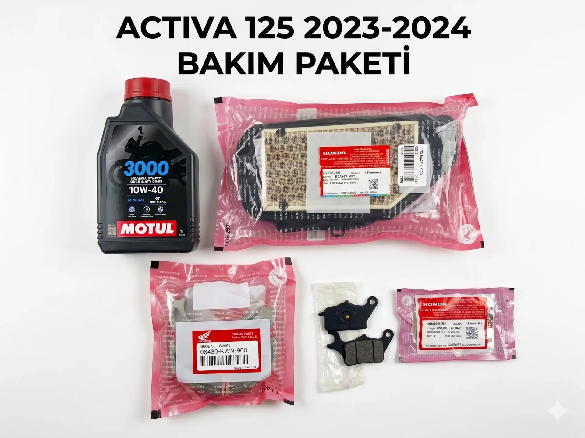 Honda Activa 125 Bakım Seti (2023-2024) - %100 Orijinal Filtre + Balata + Motul Yağ Paketi